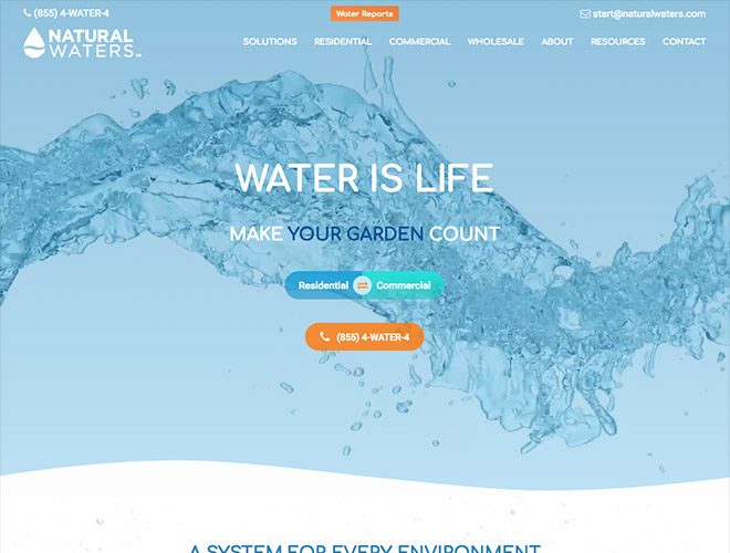 natural waters b2b website design